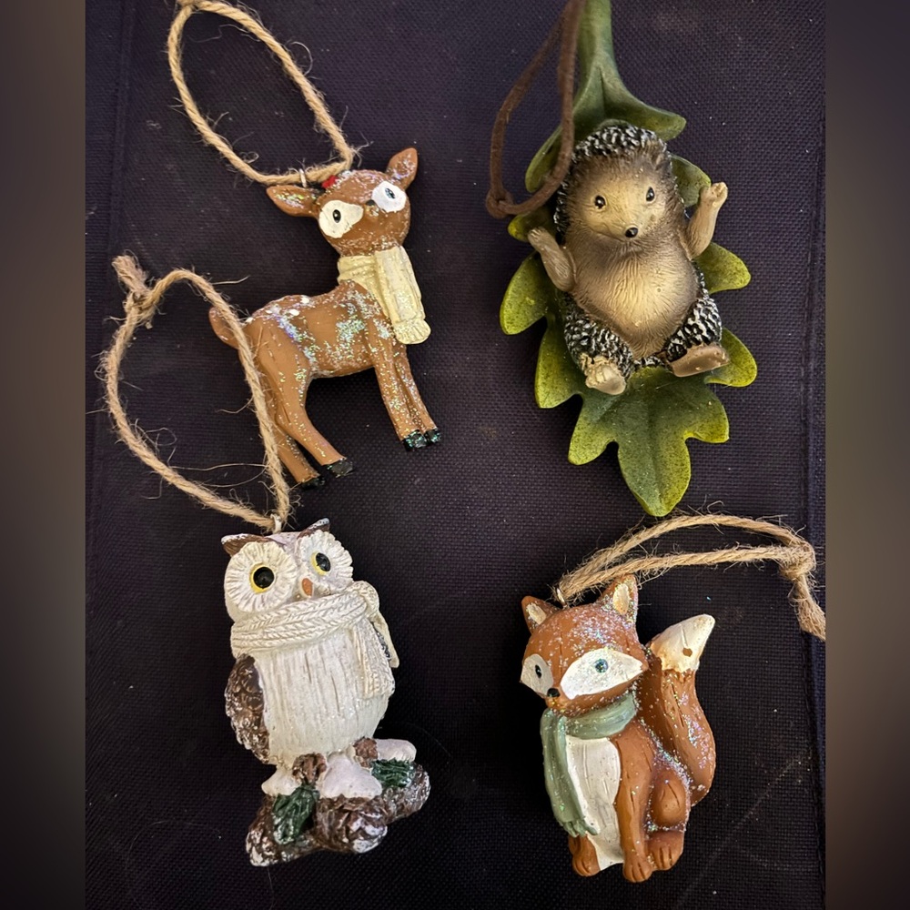 Cracker Barrel Store Woodland Creatires Christmas Ornaments  set of 4